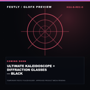 GloFX Ultimate Kaleidoscope + Diffraction Glasses – Black – temporary Festly GloFX preview graphic